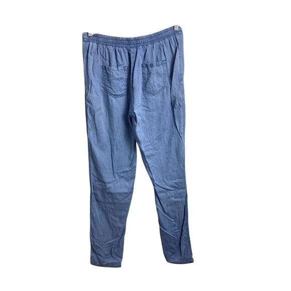 Long Tall Sally Womens Blue chambray Pull on Pants Size 10 Drawstring Classic - Picture 1 of 16